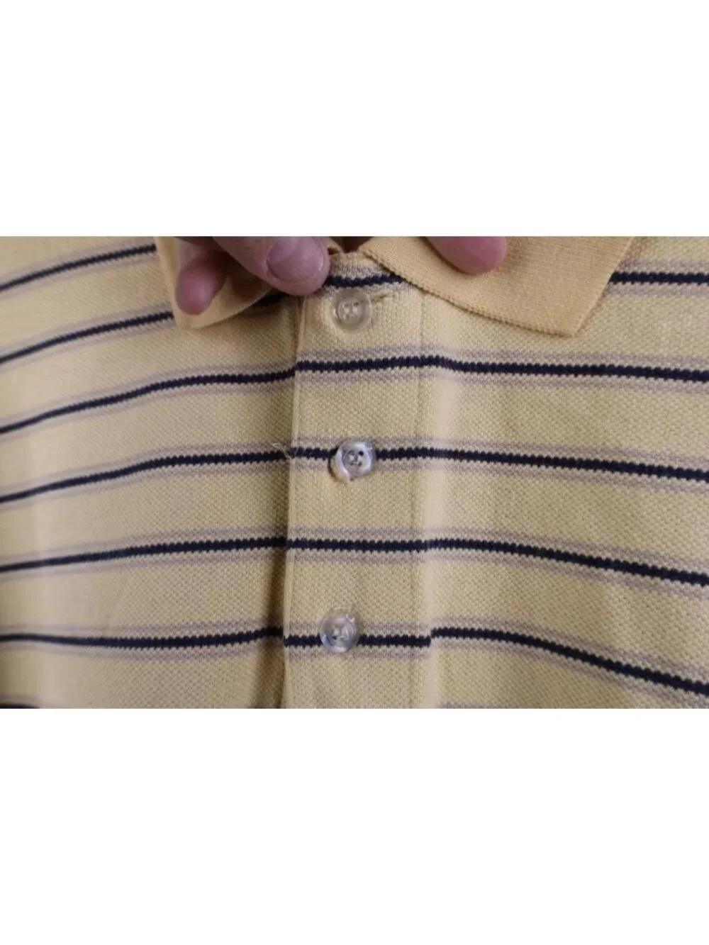 Vtg 90s Streetwear Mens Large Faded Striped Pique Cotton Knit Golf Polo Shirt